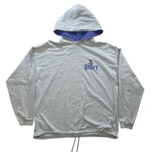 Vintage 90s Disney Goofy Embroidered Gray Hoodie Mickey INC Drawstring‎ Pullover